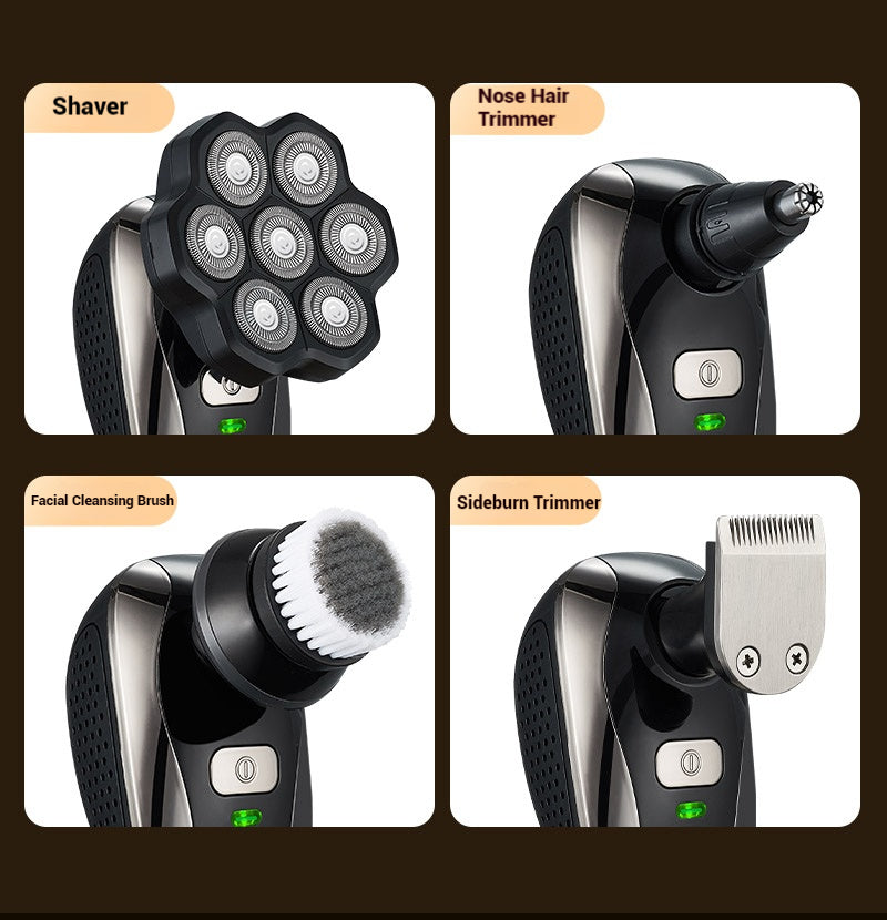 Rasoir électrique portable et puissant 5 en 1 pour homme, idéal pour les crânes chauves. Rechargeable et étanche.