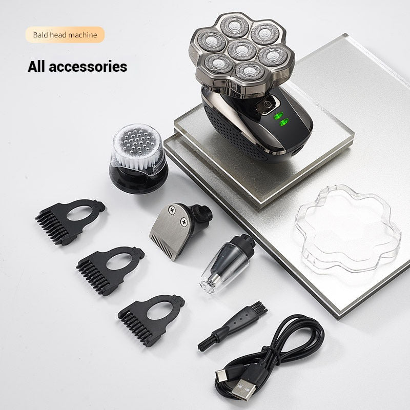 Rasoir électrique portable et puissant 5 en 1 pour homme, idéal pour les crânes chauves. Rechargeable et étanche.