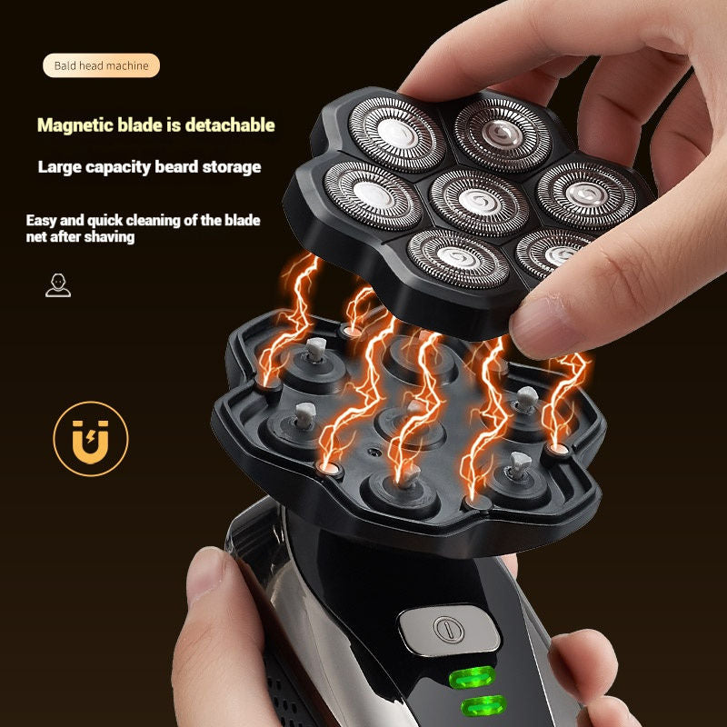 Rasoir électrique portable et puissant 5 en 1 pour homme, idéal pour les crânes chauves. Rechargeable et étanche.